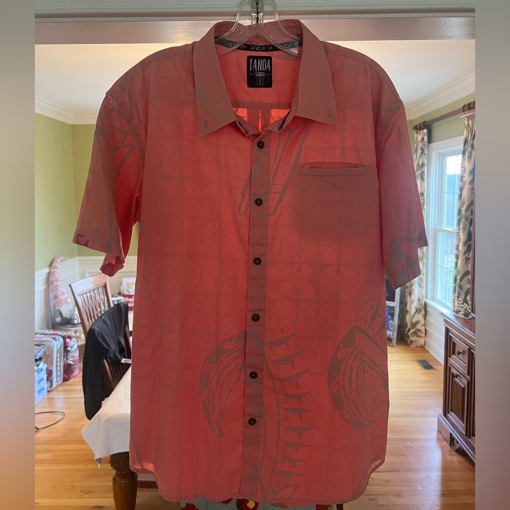 EUC - Vintage Tanoa Samoa - Men’s Short Sleeve Dress Shirt - Size: L